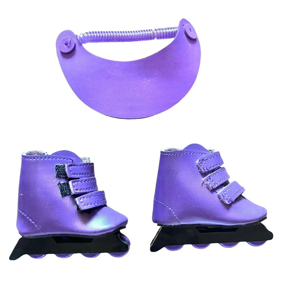 Doll’s purple Rollerblades & Visor Fits 18” Doll